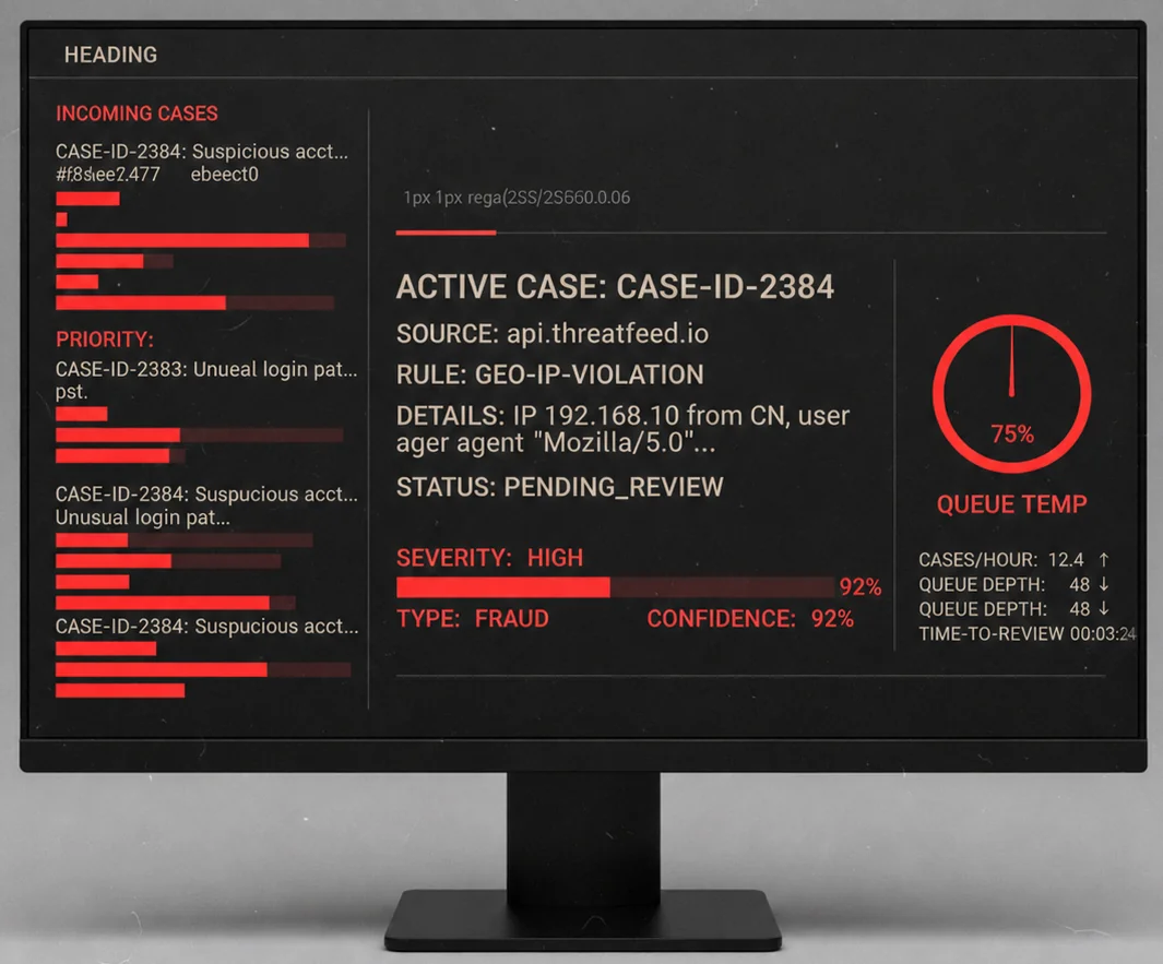 Triage dashboard — case queue with priority scores